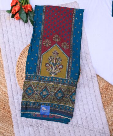 Emerald Green & Crimson Red Modal Silk Suit