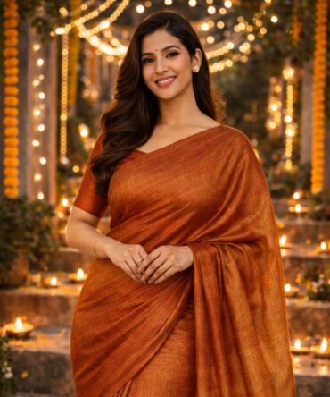 Soft Peach Raga Tissue Saree
