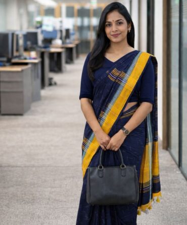 Blue Khadi Cotton Saree