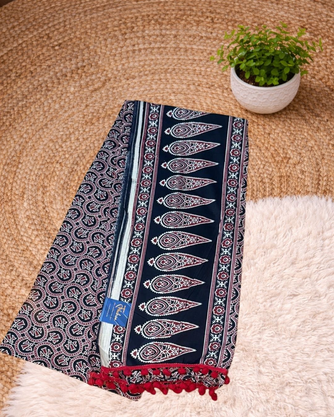 Deep Black Kalamkari Block Print