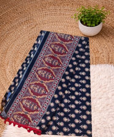 Red & Black Kalamkari Mul Cotton