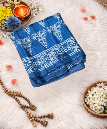 Blue Semi Dola Silk Saree