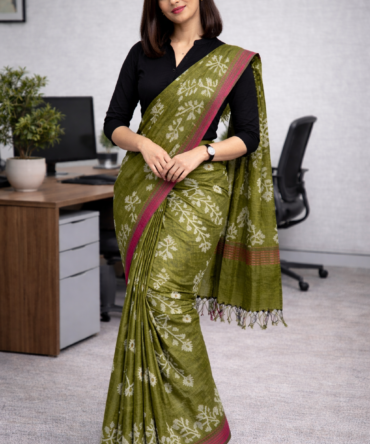 Green Jamdani Cotton Saree