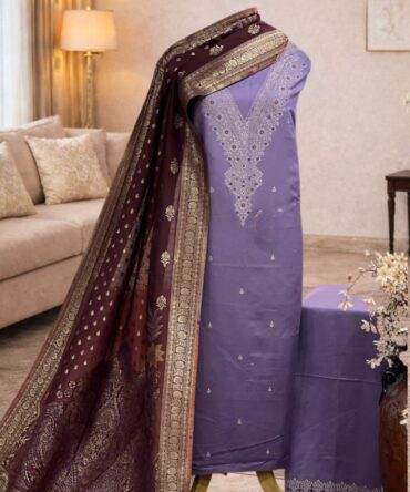 Lavender Mist Woolen Viscose Suit Set