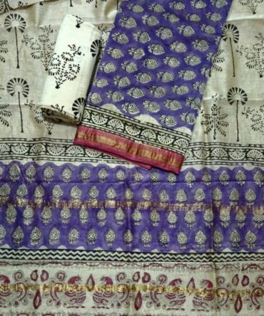 Deep Lavender Maheshwari Silk Suit Set