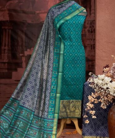 Green & Blue Patola Silk Suit
